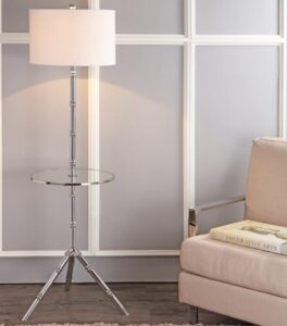 chrome tripod floor lamp with white shade