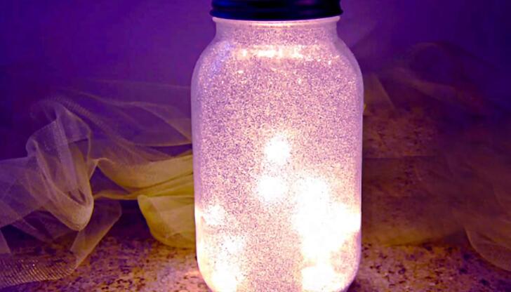 how to make a glitter mason jar night light