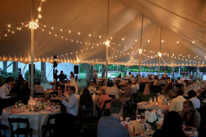 how to hang lights in a wedding tent