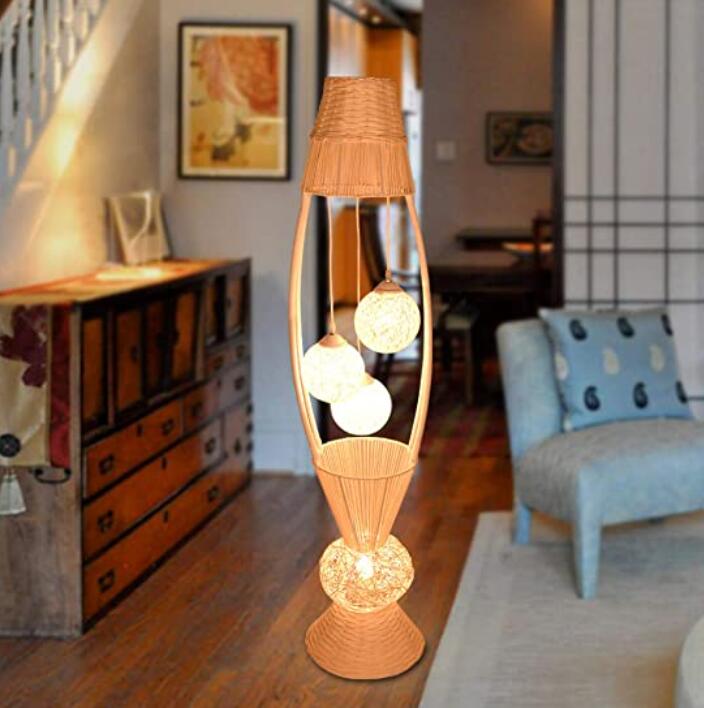 rattan bamboo floor lamp