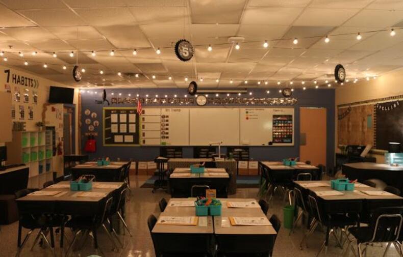 how to hang string lights in classroom